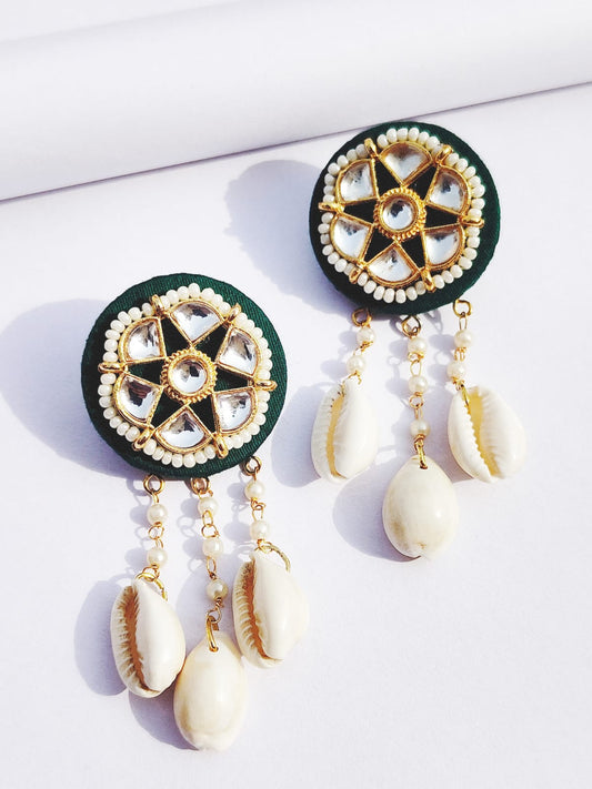 Kundan Cowrie Chand Earrings